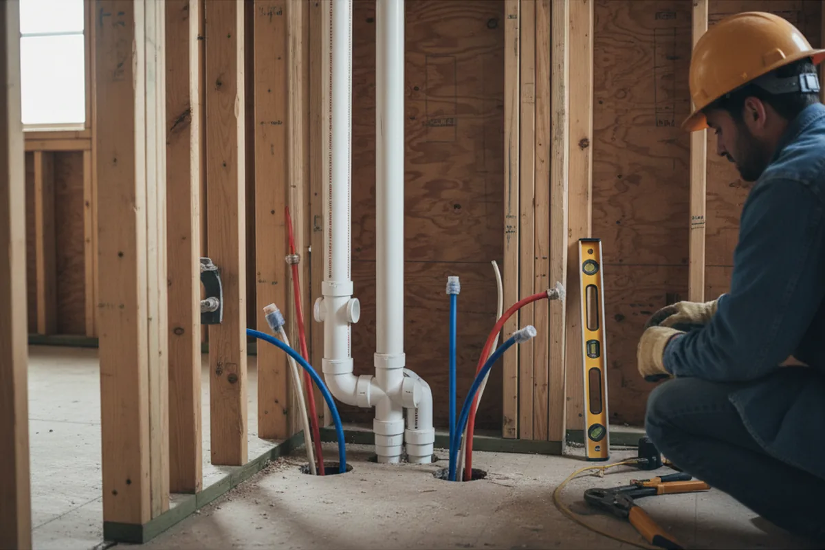 Drain and supply rough-in during Sump Pump Repair in Spring City